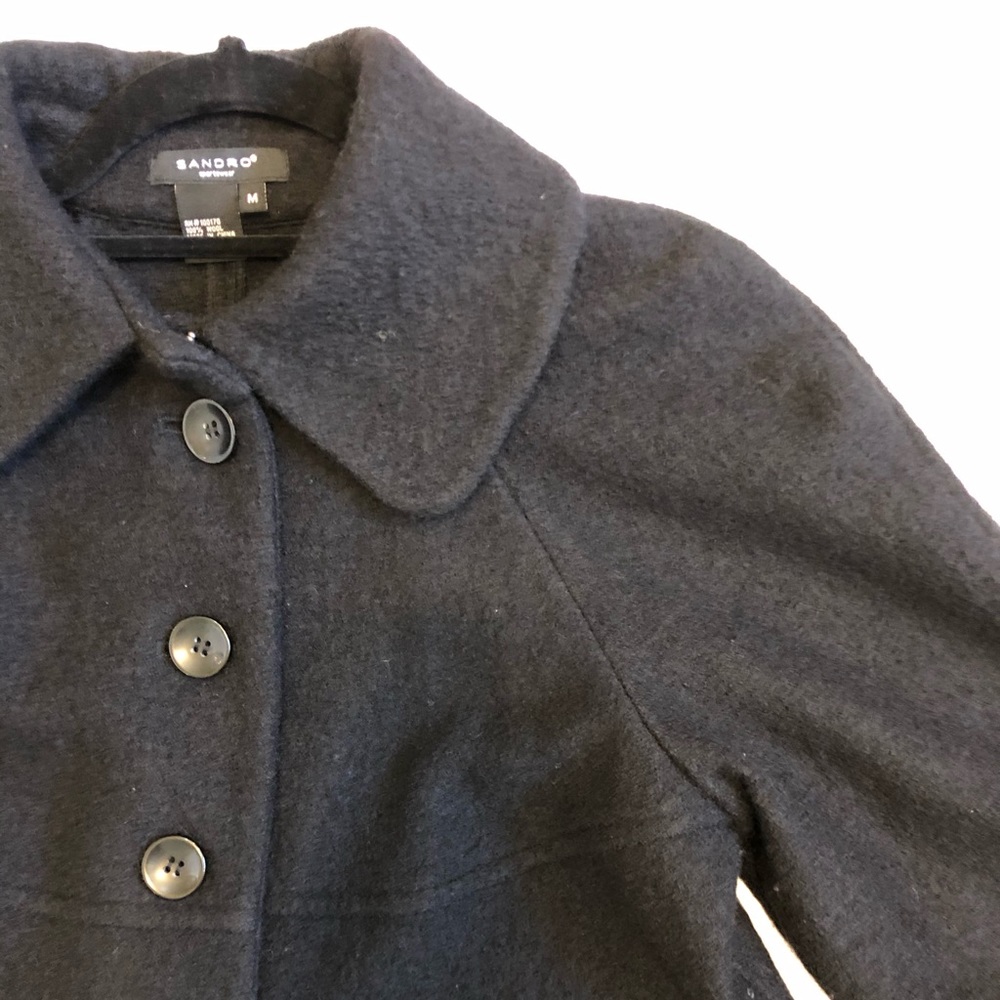 Sandro sportswear 100% black wool peacoat - Picture 5 of 7